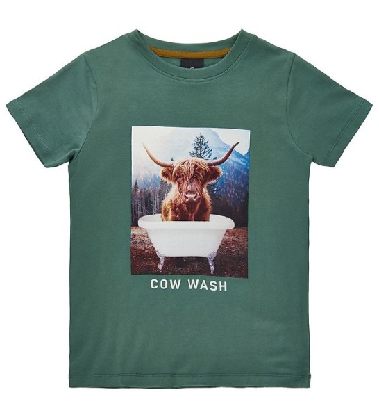 THE NEW Kurzarm Shirt VILLION COW WASH grün