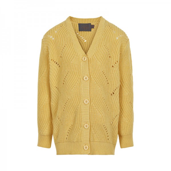 Creamie Baumwoll Strick Cardigan gelb